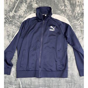 Puma Mens Navy Full-Zip Track Jacket XL Classic Logo Design